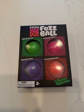 Teenie Nee Doh Fuzz Ball 4-Pack - Green, Pink, Purple, Orange